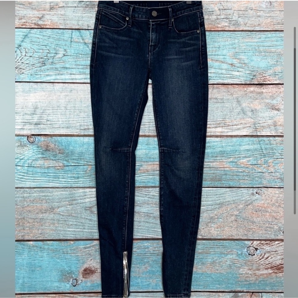 RtA Alexa Dark Wash Ankle Zip Crop Skinny Jeans 24 Edgy Streetwear Designer